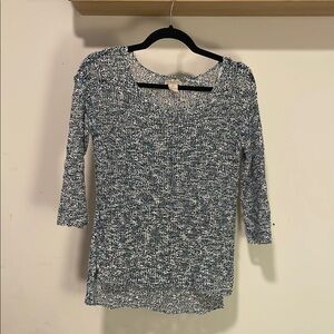 Lucky Brand Blue and White Crew Neck Sweater